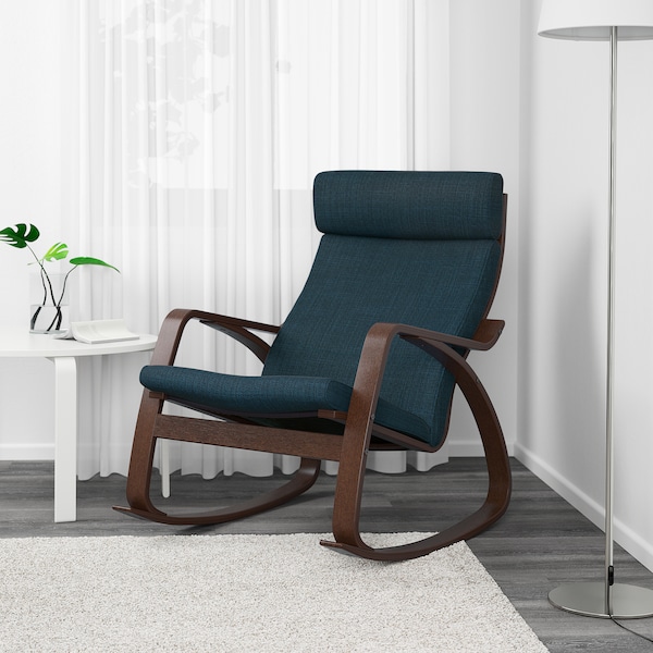 IKEA POÄNG rocking chair Brown / Hillared Dark Blue, Ikea Ireland | 5261ZQKVC