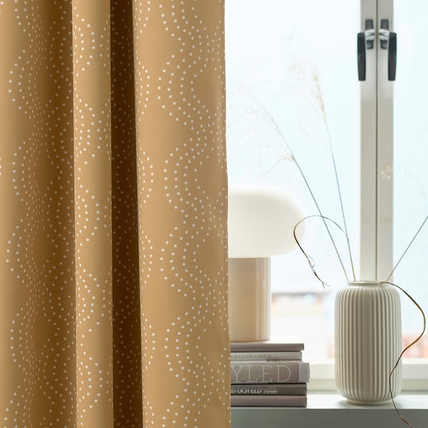 IKEA PRAKTRÖLLIKA room darkening curtains, 1 pair, beige, 57x98 in, Ikea Ireland | 4582YOCZE