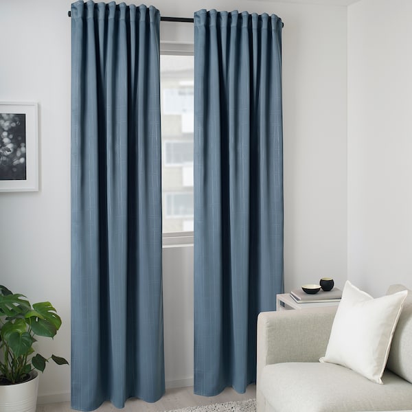 IKEA PRAKTTIDLÖSA room darkening curtains, 1 pair, light blue, 50x98 in, Ikea Ireland | 1286JFIAQ