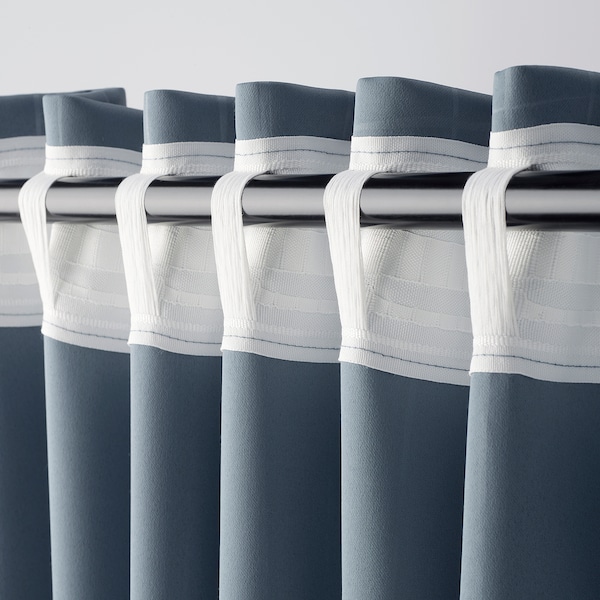 IKEA PRAKTTIDLÖSA room darkening curtains, 1 pair, light blue, 50x98 in, Ikea Ireland | 1286JFIAQ