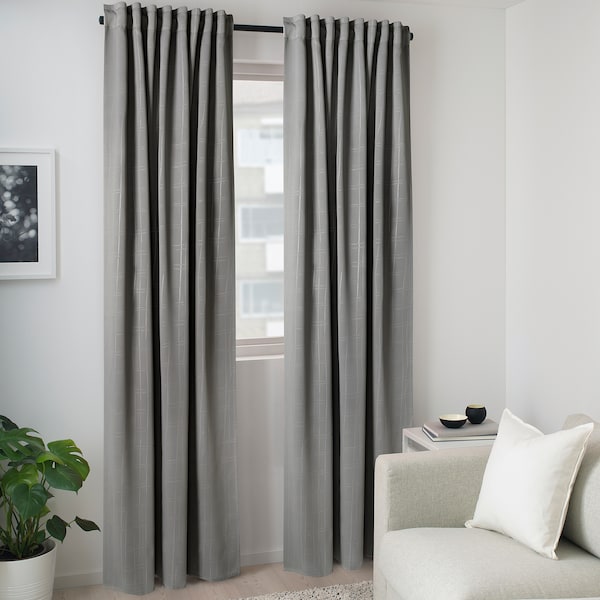 IKEA PRAKTTIDLÖSA room darkening curtains, 1 pair, 50x98 in Gray, Ikea Ireland | 5643QWMIN