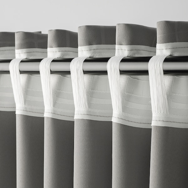IKEA PRAKTTIDLÖSA room darkening curtains, 1 pair, 50x98 in Gray, Ikea Ireland | 5643QWMIN