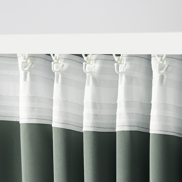 IKEA PRAKTTIDLÖSA room darkening curtains, 1 pair, 50x98 in Green, Ikea Ireland | 6702BIKGZ