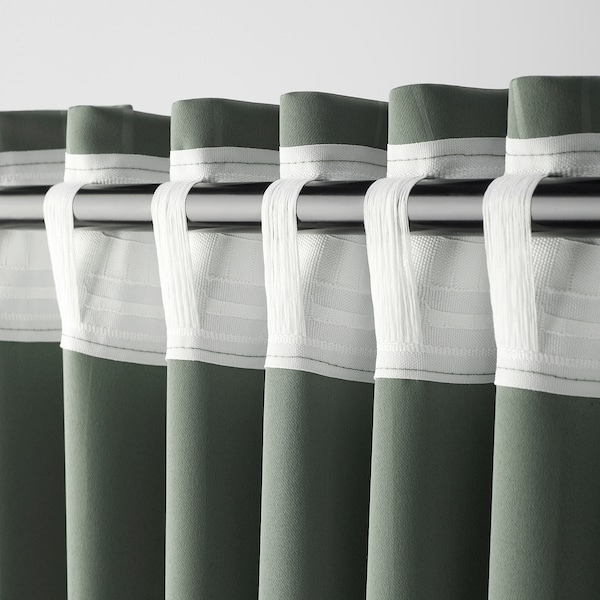 IKEA PRAKTTIDLÖSA room darkening curtains, 1 pair, 50x98 in Green, Ikea Ireland | 6702BIKGZ