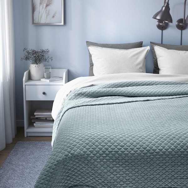 IKEA PRAKTVIAL bedspread, King Gray / Blue, Ikea Ireland | 9785ZOYQK