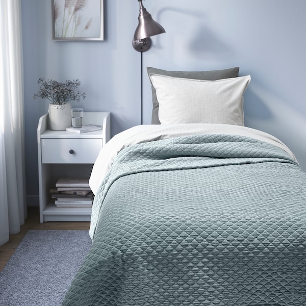 IKEA PRAKTVIAL bedspread, Twin Gray / Blue, Ikea Ireland | 4203YRKPZ