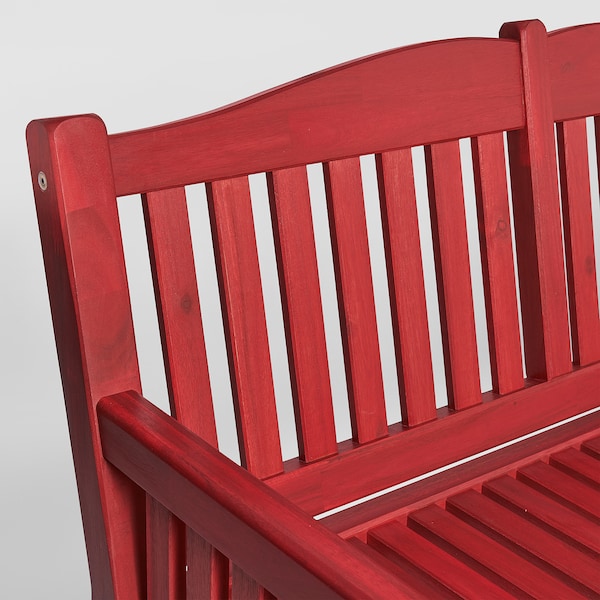 IKEA PÄRONHOLMEN bench with backrest, outdoor, red, Ikea Ireland | 3641ZADMG