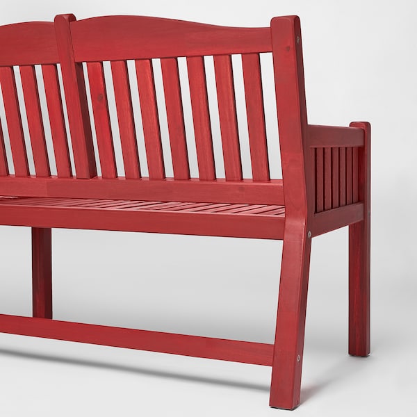IKEA PÄRONHOLMEN bench with backrest, outdoor, red, Ikea Ireland | 3641ZADMG