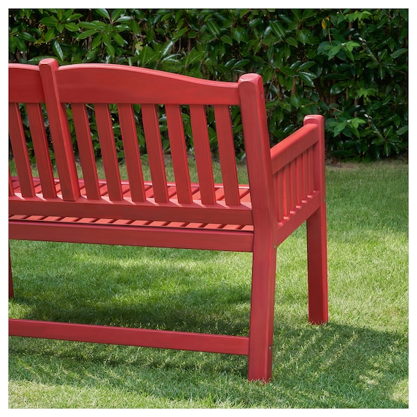 IKEA PÄRONHOLMEN bench with backrest, outdoor, red, Ikea Ireland | 3641ZADMG