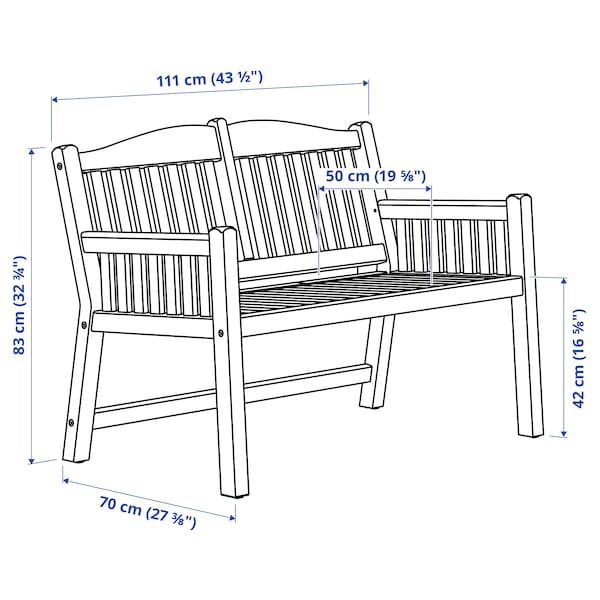 IKEA PÄRONHOLMEN bench with backrest, outdoor, red, Ikea Ireland | 3641ZADMG