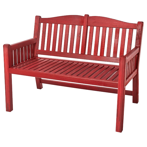 IKEA PÄRONHOLMEN bench with backrest, outdoor, red, Ikea Ireland | 3641ZADMG