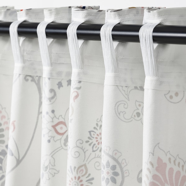 IKEA PUSSMUN curtains, 1 pair, white/multicolor, 57x98 in, Ikea Ireland | 0158DMYPG