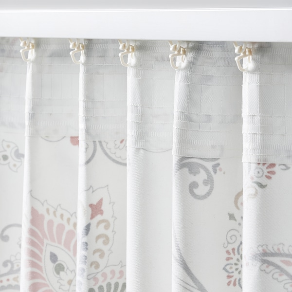 IKEA PUSSMUN curtains, 1 pair, white/multicolor, 57x98 in, Ikea Ireland | 0158DMYPG