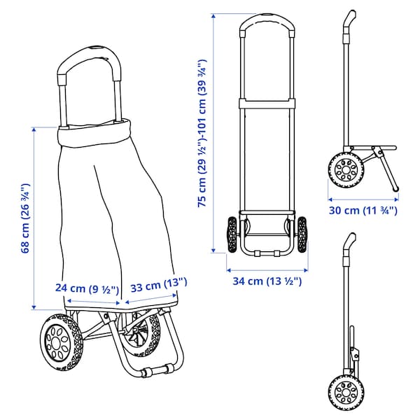 IKEA RADARBULLE shopping bag with wheels, black, 13x9 ½x26 ¾ in/1285 oz, Ikea Ireland | 5631CNZLS