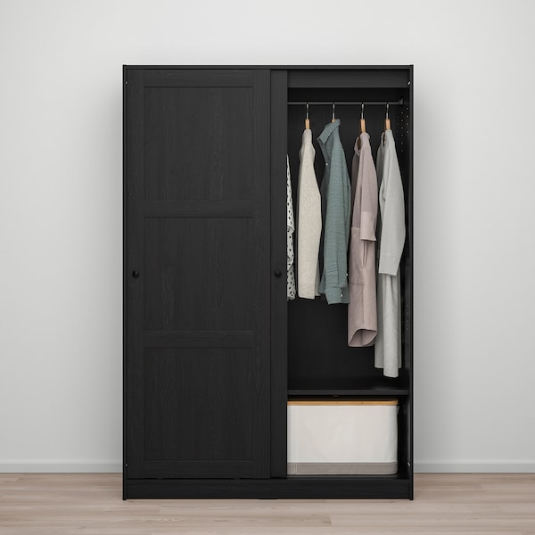 IKEA RAKKESTAD wardrobe with sliding doors, black-brown, 46 1/8x69 1/4 in, Ikea Ireland | 0593HMVIN
