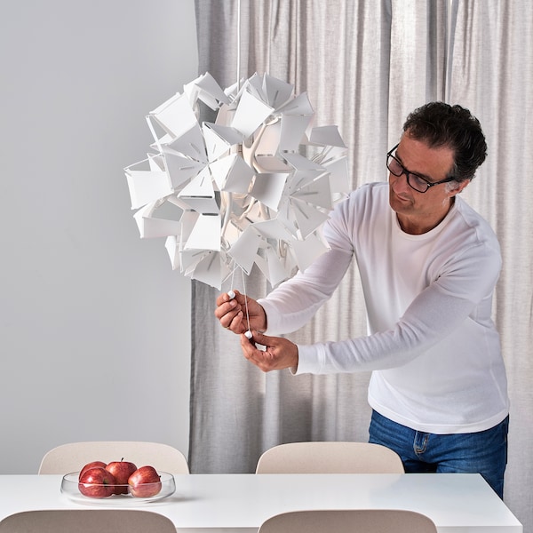 IKEA RAMSELE Pendant lamp, geometric, 17 in White, Ikea Ireland | 4726POYSK
