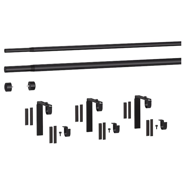 IKEA RÄCKA / HUGAD double curtain rod combination, 47 1/4-82 5/8 in Black, Ikea Ireland | 0861LZVOJ