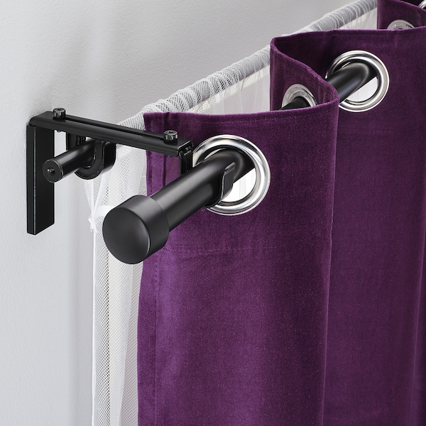 IKEA RÄCKA / HUGAD double curtain rod combination, 47 1/4-82 5/8 in Black, Ikea Ireland | 0861LZVOJ