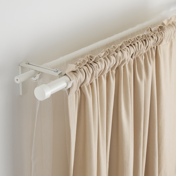IKEA RÄCKA / HUGAD double curtain rod combination, 47 1/4-82 5/8 in White, Ikea Ireland | 5967RMUBA