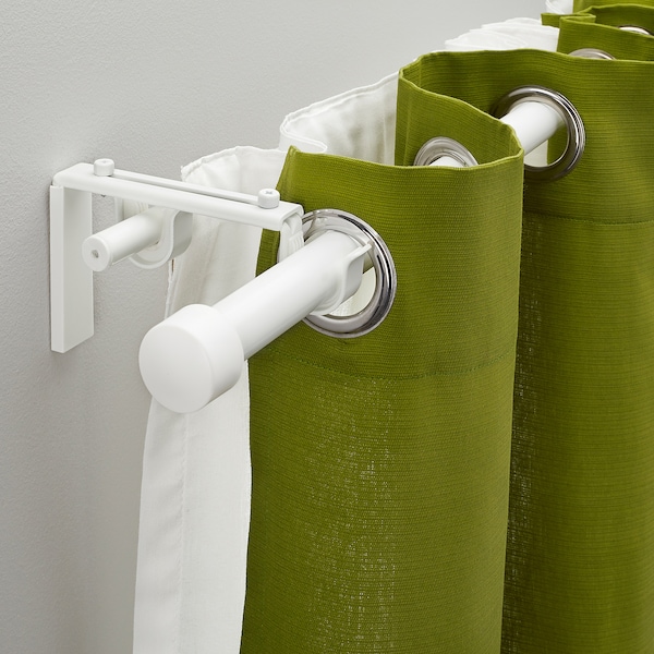 IKEA RÄCKA / HUGAD double curtain rod combination, 47 1/4-82 5/8 in White, Ikea Ireland | 5967RMUBA