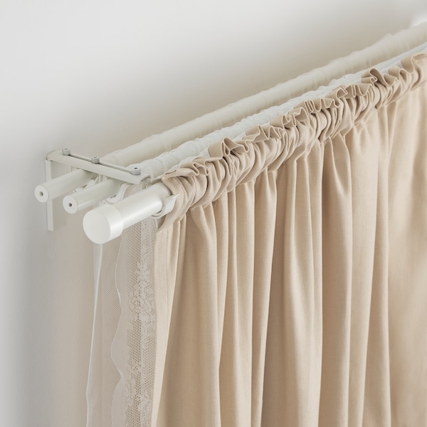 IKEA RÄCKA / HUGAD triple curtain rod combination, 82 5/8-151 5/8 in White, Ikea Ireland | 5382GXNEB