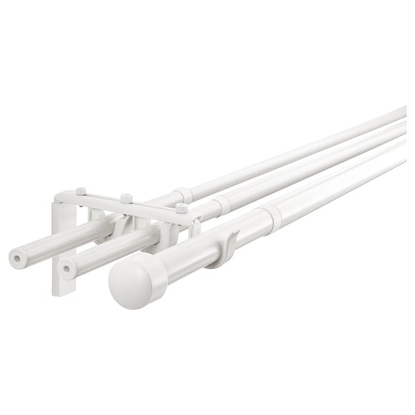 IKEA RÄCKA / HUGAD triple curtain rod combination, 47 1/4-82 5/8 in White, Ikea Ireland | 6281LQGKH