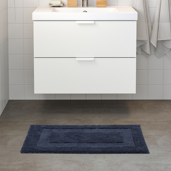 IKEA RÖDVATTEN bath mat, 20x31 in Dark Blue, Ikea Ireland | 5386VDSBK