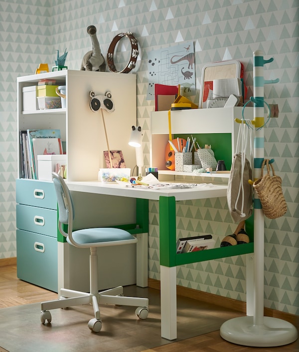 IKEA ÖRFJÄLL child's desk chair White / Vissle Blue / Green, Ikea Ireland | 5476VWRAS