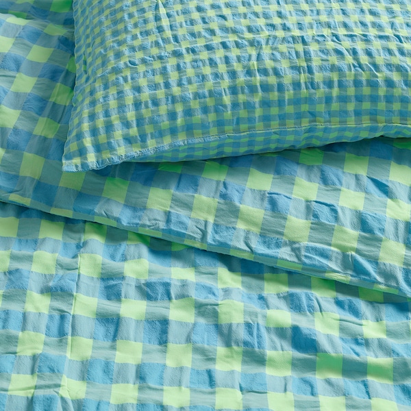 IKEA RÅGBLOMMA duvet cover and pillowcase(s), Full/Queen (Double/Queen) Light Green / Light Blue, Ikea Ireland | 9605YAHRC