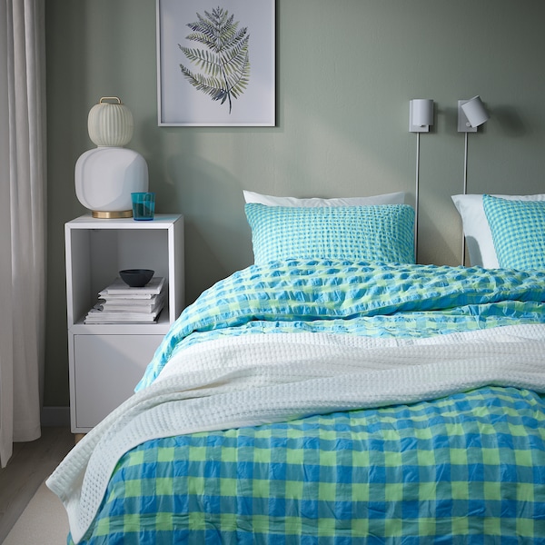 IKEA RÅGBLOMMA duvet cover and pillowcase(s), Full/Queen (Double/Queen) Light Green / Light Blue, Ikea Ireland | 9605YAHRC