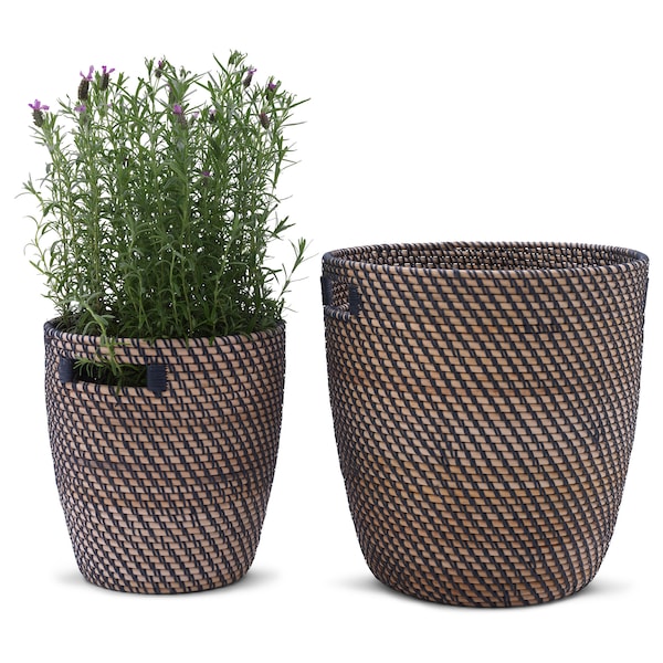 IKEA RÅGKORN plant pot, indoor/outdoor dark gray/beige, 12 ½ in, Ikea Ireland | 1264RYCDL