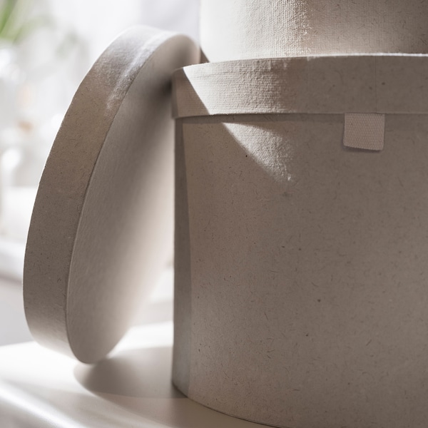IKEA RÅGODLING storage box with lid, set of 2, natural/beige, Ikea Ireland | 4681WQCYP