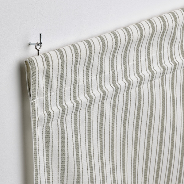 IKEA RINGBLOMMA Roman blind, 48x63 in White / Green / Stripe, Ikea Ireland | 7549VWXSP