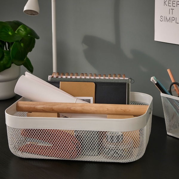 IKEA RISATORP basket with compartments, white, 13x9 ½x4 ¼ in, Ikea Ireland | 4361AYGQU