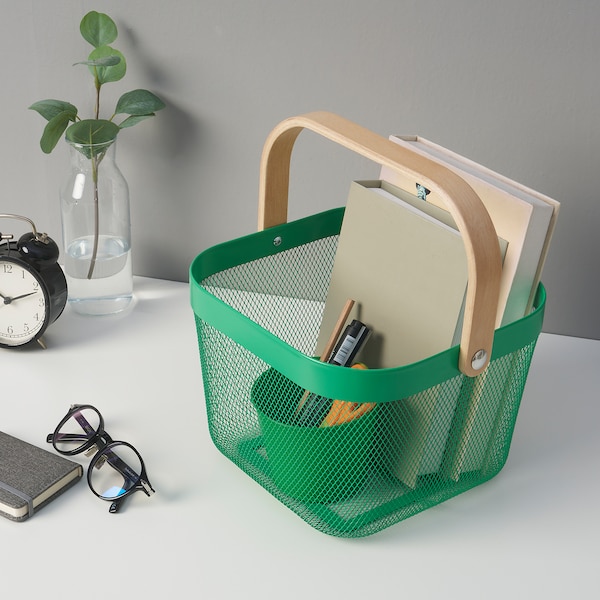 IKEA RISATORP wire basket, 9 ¾x10 ¼x7 in Dark Green, Ikea Ireland | 3857CJAQO