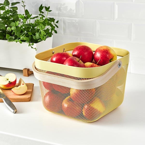 IKEA RISATORP wire basket, 9 ¾x10 ¼x7 in Light Yellow, Ikea Ireland | 8953SCJNA