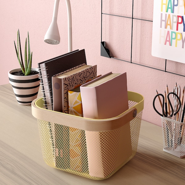 IKEA RISATORP wire basket, 9 ¾x10 ¼x7 in Light Yellow, Ikea Ireland | 8953SCJNA