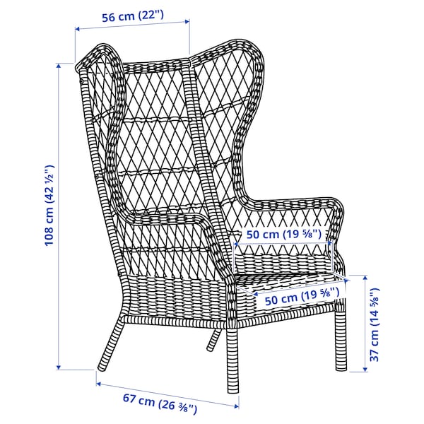 IKEA RISHOLMEN wing chair, in/outdoor, brown, Ikea Ireland | 6327VFWIO