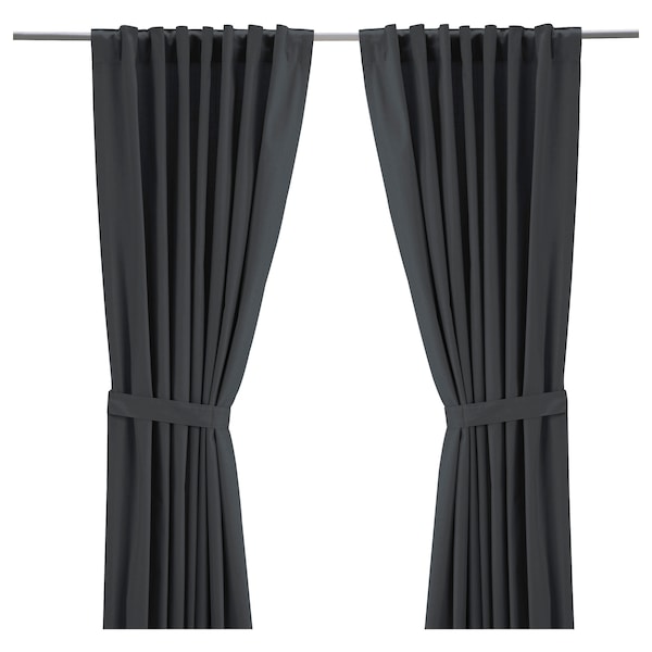 IKEA RITVA curtains with tie-backs, 1 pair, gray, 57x98 in, Ikea Ireland | 0596EZGCM