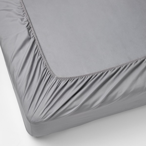 IKEA RÖNNVECKMAL fitted sheet, Full/Double Gray, Ikea Ireland | 0956MNGDA