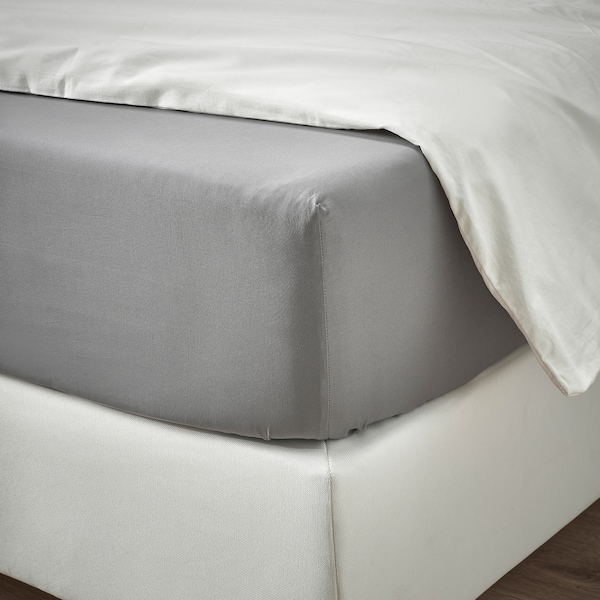 IKEA RÖNNVECKMAL fitted sheet, Queen Gray, Ikea Ireland | 0879LTRIY