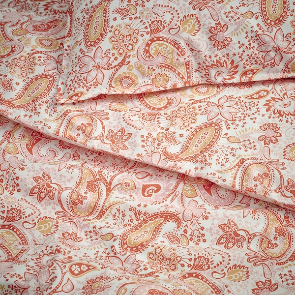 IKEA RODGERSIA duvet cover and pillowcase(s), Full/Queen (Double/Queen) Pink / White, Ikea Ireland | 0296ZKMXF