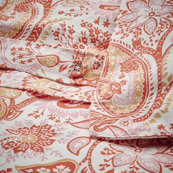 IKEA RODGERSIA duvet cover and pillowcase(s), Full/Queen (Double/Queen) Pink / White, Ikea Ireland | 0296ZKMXF