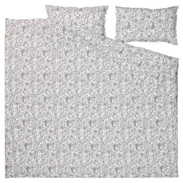 IKEA RODGERSIA duvet cover and pillowcase(s), Full/Queen (Double/Queen) Gray / White, Ikea Ireland | 0618VUGAT