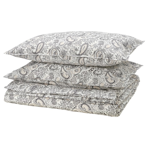 IKEA RODGERSIA duvet cover and pillowcase(s), Full/Queen (Double/Queen) Gray / White, Ikea Ireland | 0618VUGAT