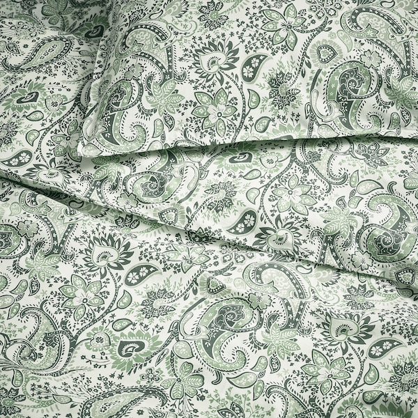 IKEA RODGERSIA duvet cover and pillowcase(s), King Green / White, Ikea Ireland | 8063JGHQV