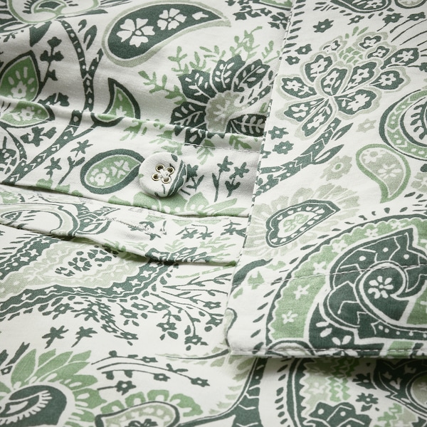 IKEA RODGERSIA duvet cover and pillowcase(s), King Green / White, Ikea Ireland | 8063JGHQV