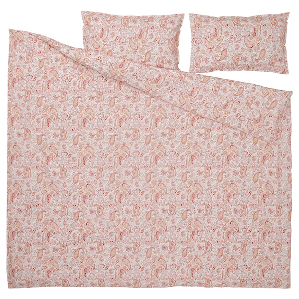 IKEA RODGERSIA duvet cover and pillowcase(s), King Pink / White, Ikea Ireland | 7984QZDHL