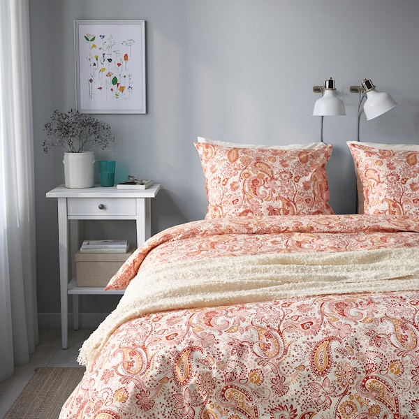 IKEA RODGERSIA duvet cover and pillowcase(s), King Pink / White, Ikea Ireland | 7984QZDHL