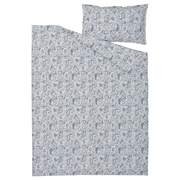IKEA RODGERSIA duvet cover and pillowcase(s), Twin Blue / White, Ikea Ireland | 9574IVZWH